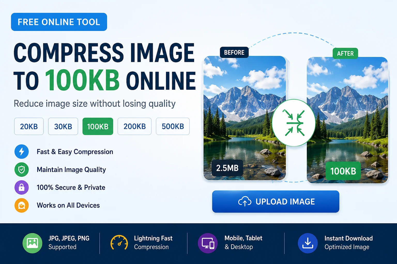Compress Image to 100KB Online – Free Image Compressor Tool