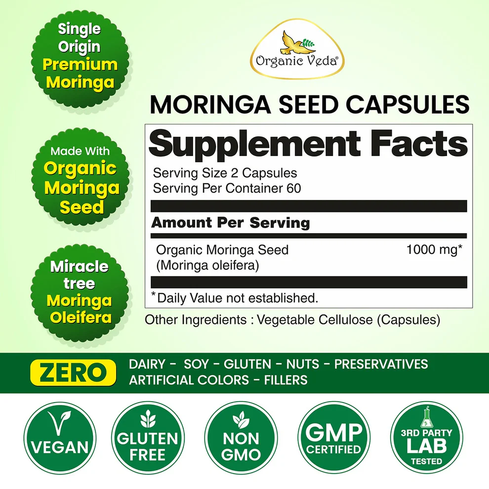 Buy Organic Moringa Seed Capsules for Daily Use | Organicveda