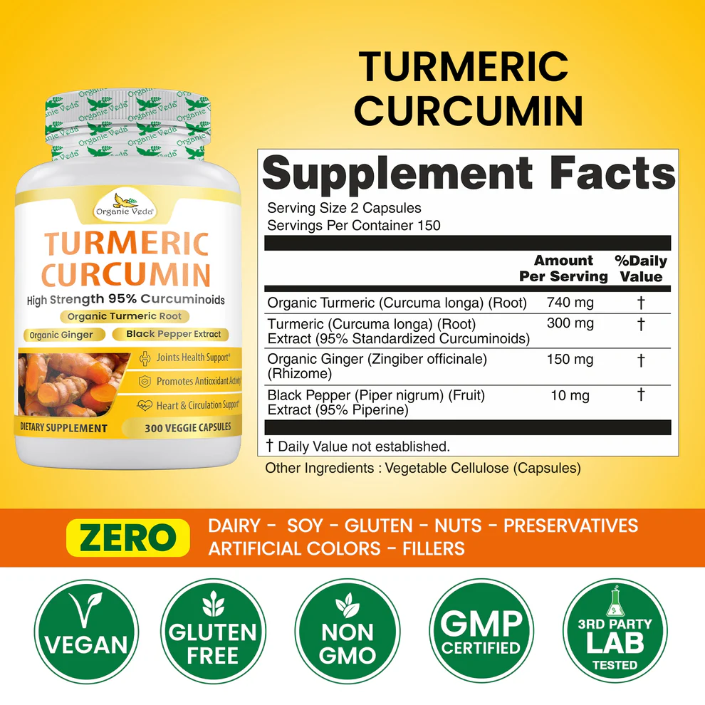 Get Turmeric Ginger Capsules for Simple Daily Wellness | Organicveda