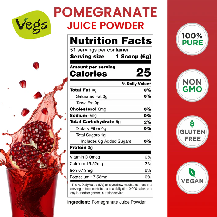 Where to Buy Vegs Pomegranate Juice Powder for Smoothies, Drinks & Recipes