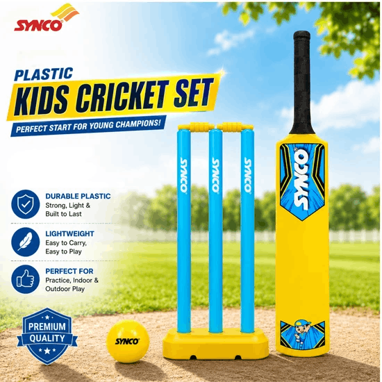 Junior Cricket Kit for Kids Size 2 Plastic | Synco
