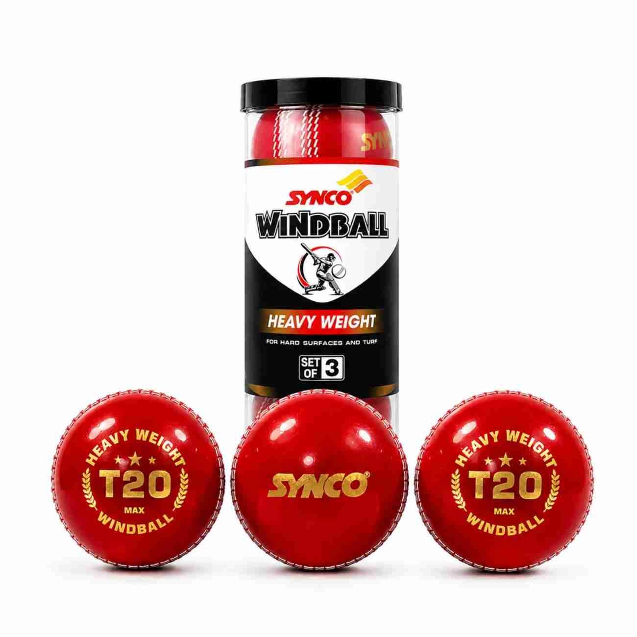 T20 Max Heavy Weight Cricket Wind Ball 130g set of 3 - Synco