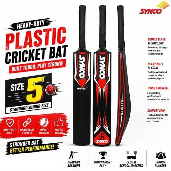 Junior Cricket Kit Size 5 Hard Plastic - Synco