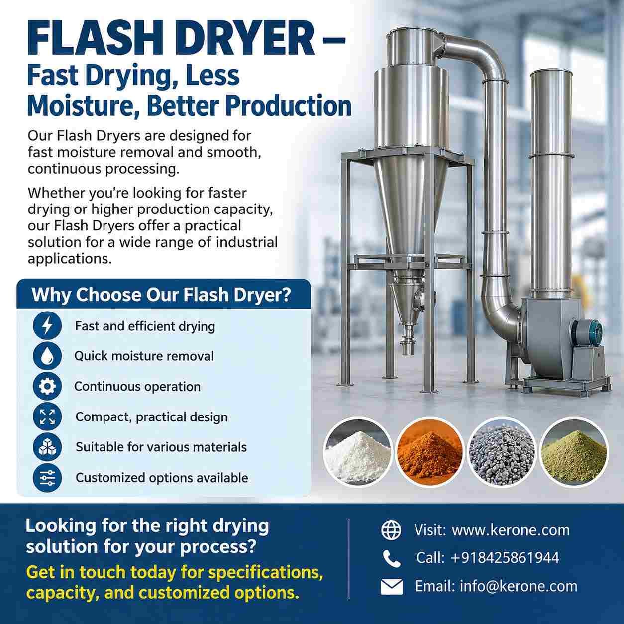 FLASH DRYER – Fast Drying, Less Moisture, Better Production
