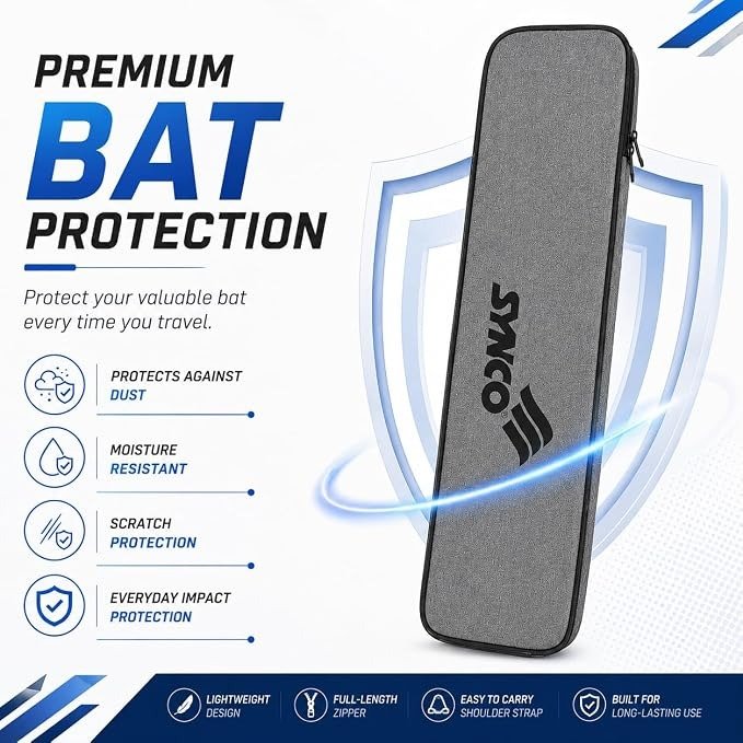 Cricket Bat Cover Premium Padded Blue & Grey | Synco