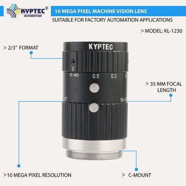 35 MM 10 Megapixel Machine Vision Lens for 2/3-Inch Industrial Cameras
