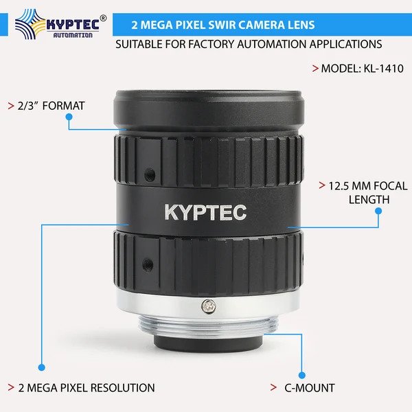 12.5 MM 2 MP SWIR Lens for 2/3-Inch Cameras, 900–1700 nm, F1.4