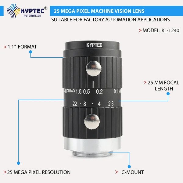 25 MM 25 MP Precision-Inspection Machine Vision Lens for 1.1-Inch Industrial Cameras | C-Mount