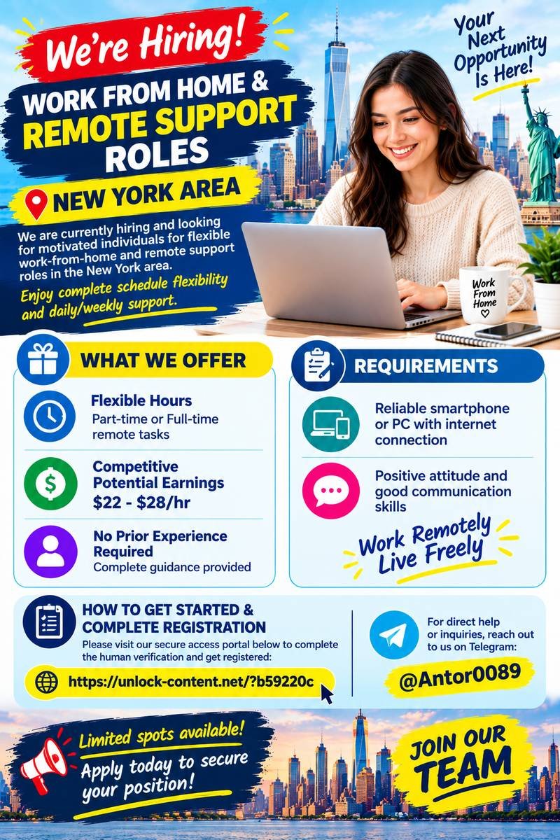 Flexible Remote Work From Home & Online Support Opportunities (New York)